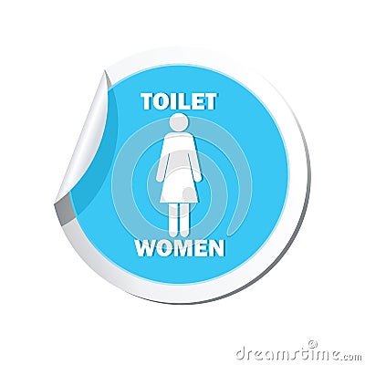 Sticker with restroom icons, lady WC Vector Illustration