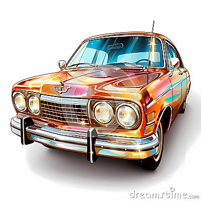 sticker retro automobile, luxury color, illustration Cartoon Illustration