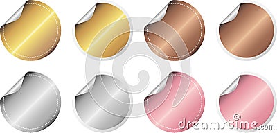 Sticker Round gold silver bronze roze Vector Illustration