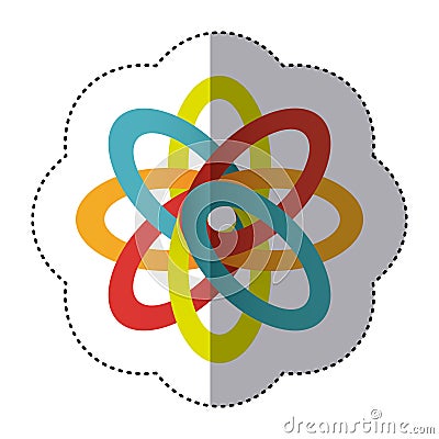 sticker shading colorful rings in atom shape Cartoon Illustration