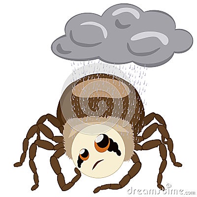 Sticker spider isolated with over it a gray cloud Stock Photo