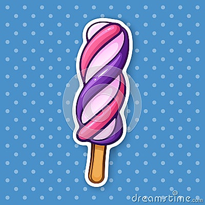 Sticker spiral Popsicle ice lolly Vector Illustration