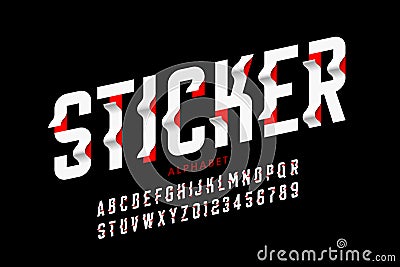 Sticker style font Vector Illustration