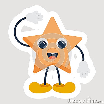 Sticker Style Funny Star Cartoon In Saluting Stock Photo