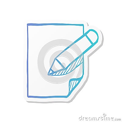 Sticker style icon - Document edit Vector Illustration