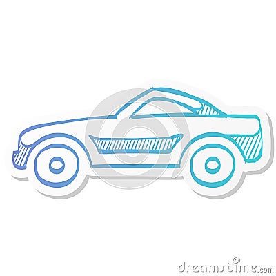 Sticker style icon - Sport car Vector Illustration