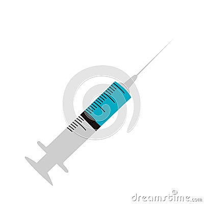 sticker syringe with blue medicine icon Stock Photo