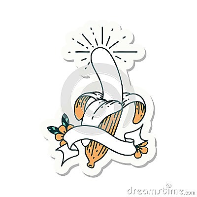 sticker of tattoo style peeled banana Vector Illustration