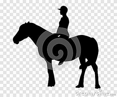 Sticker to car silhouette rider on horse. Expert in dressage of Vector Illustration