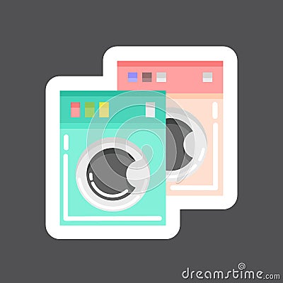 Sticker Washing Machines. related to Laundry symbol. simple design editable. simple illustration, good for prints Cartoon Illustration