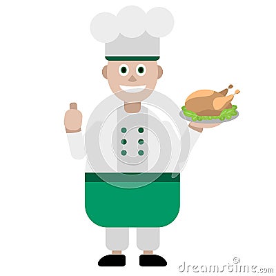 sticker on a white background skillful cook cooked a dish. profession image Vector Illustration