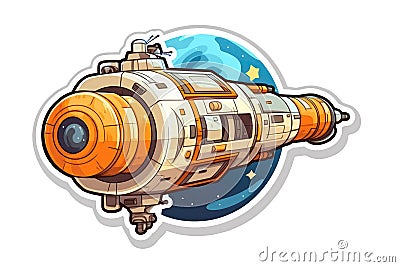 Sticker On White Background Space Probe Spacecraft Designed To Explore Deep Space Or Other Planets. Generative AI Stock Photo
