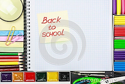 Sticker with the words back to school Stock Photo