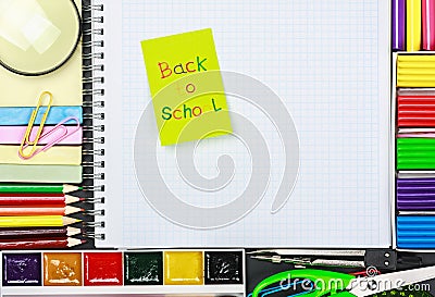 Sticker with the words back to school Stock Photo