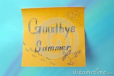 A sticker with the words goodbye summer Stock Photo