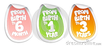 Stickers for baby goods. Vector Illustration