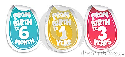 Stickers for baby goods and clothes Vector Illustration