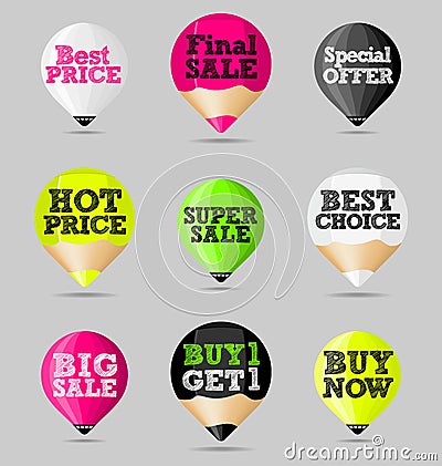 Stickers, Badges, Banners. Set of Abstract Sale Offers Vector Illustration
