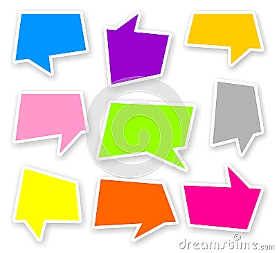 Stickers of color comics text bubbles Stock Photo