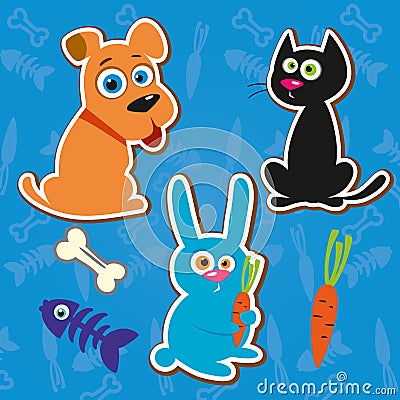 Stickers cute little animals vector Vector Illustration