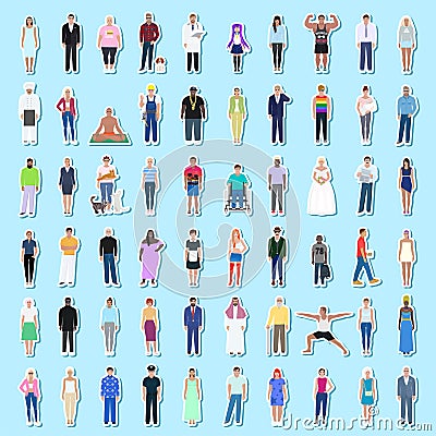 Stickers of different people, profession vector Vector Illustration