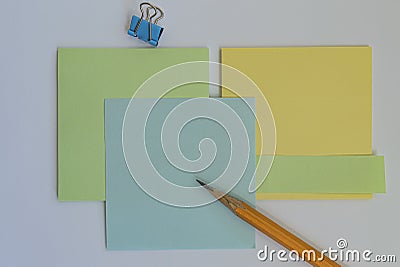 Stickers for notes and pencil for writing office business study back to school copy space Stock Photo