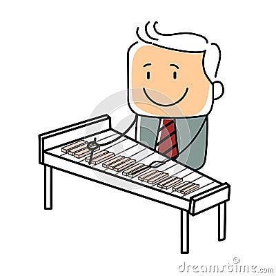 Stickfigure Xylophone player cartoon vector illustration Vector Illustration