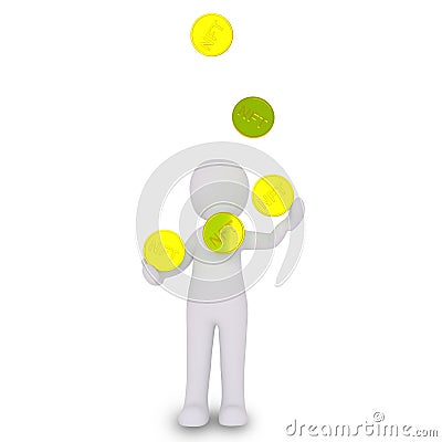 Stickman juggling with NFT coins Stock Photo