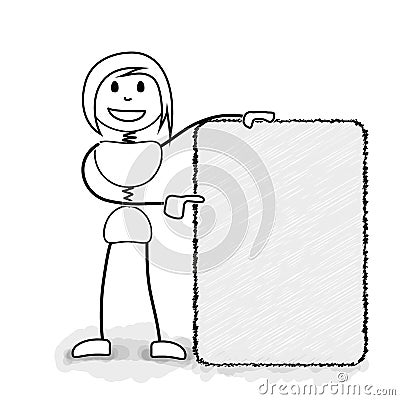 Stickman promote with blank board Stock Photo