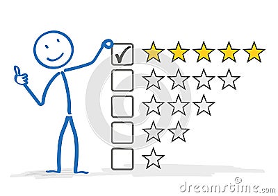 Stickman 5 Stars Rating Vector Illustration