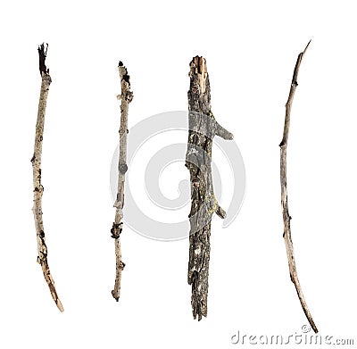 Sticks and twigs isolated on white background Stock Photo