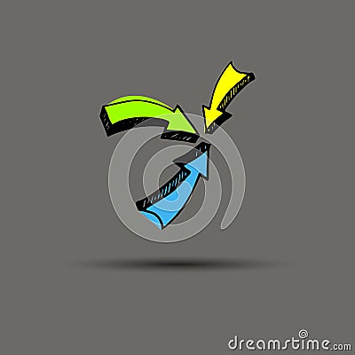 Sticky collection arrows. Vector illustration. Sketch arrow coll Vector Illustration