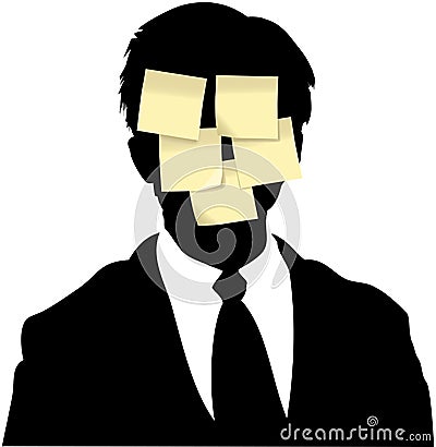 Sticky memo notes business man reminder Vector Illustration