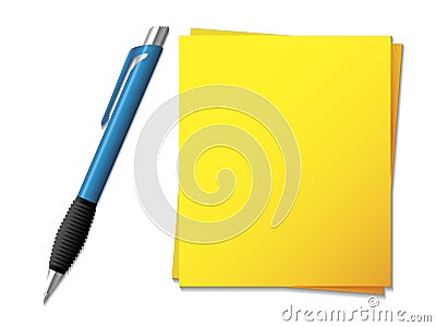 Sticky note with ballpen Vector Illustration