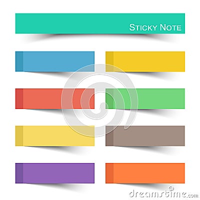 Sticky note with flat color . Vector Vector Illustration