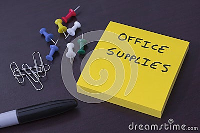 Sticky note pad with the reminder office supplies Stock Photo