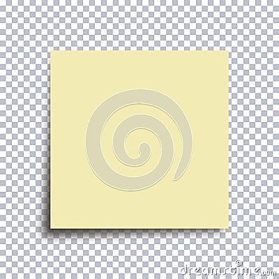 Sticky note paper. Yellow sticker isolated on transparent background. Vector. Vector Illustration