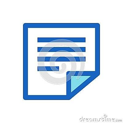 Sticky Notes, Memo Filled Line Icon Blue Color Vector Illustration