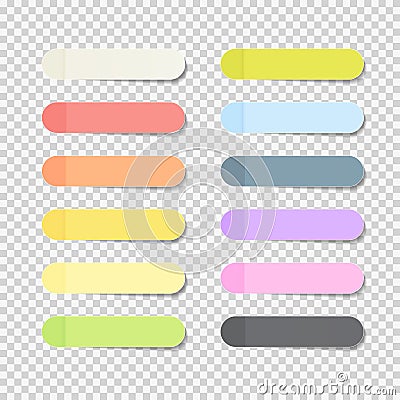 Sticky Office Paper Sheets Notes Pack Collection Set with Shadow on Transparent Background Vector Illustration Vector Illustration