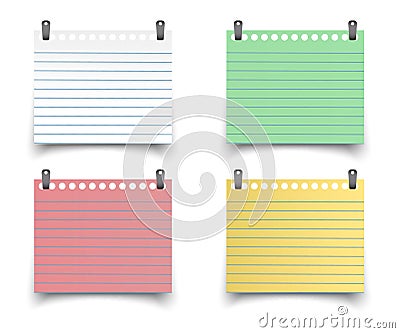 Sticky reminder notes realistic colored paper Vector Illustration