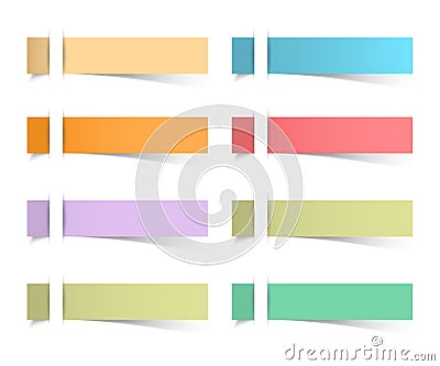 Sticky reminder notes realistic colored paper sheets office Vector Illustration