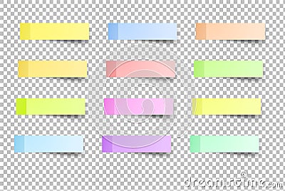 Sticky reminder notes realistic colored papers Vector Illustration