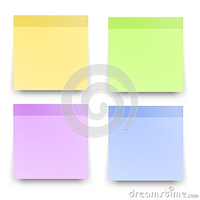 Sticky reminder notes realistic colored papers Vector Illustration