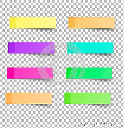 Sticky reminder notes realistic colored papers Vector Illustration