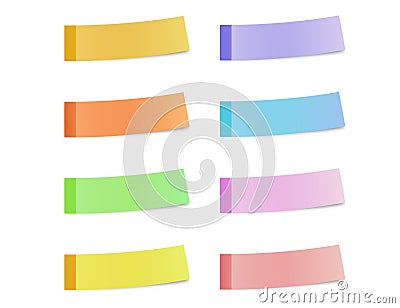 Sticky reminder notes realistic colored papers Vector Illustration