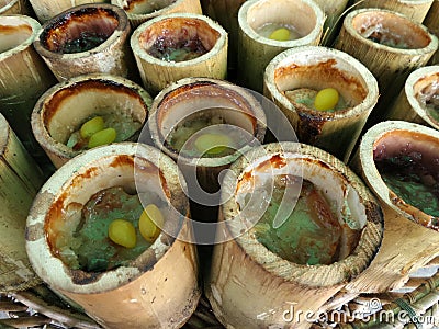 Sticky Rice In Bamboo or Khao Lham in Thai language Stock Photo