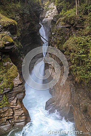 Stieber waterfall in Moos, South Tyrol Stock Photo