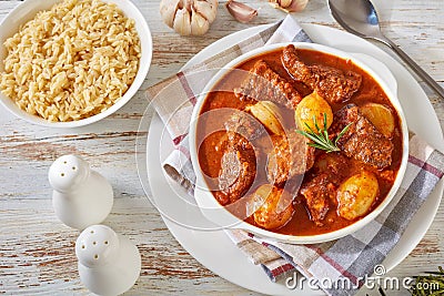 Stifado - tasty greek beef stew in a bowl Stock Photo