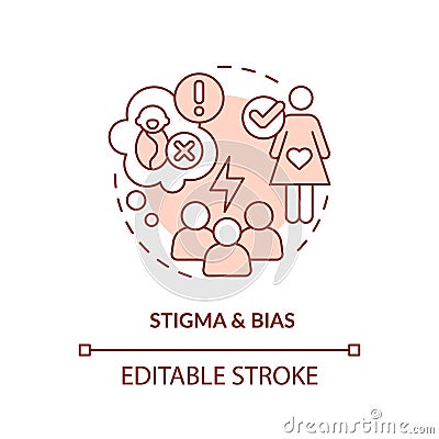 Stigma and bias red concept icon Cartoon Illustration