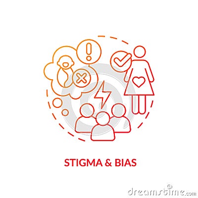 Stigma and bias red gradient concept icon Vector Illustration